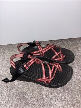 Chaco Sandals with Red and White Striped Webbing